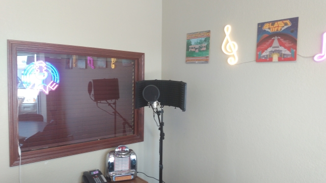 vocal recording booth uses a corner of the office